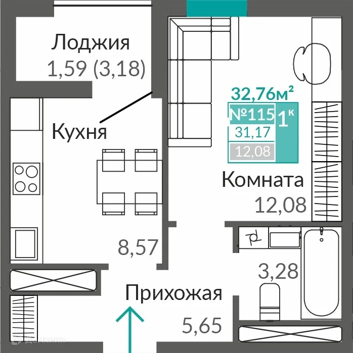 Фото квартиры в ЖК ЖИЛОЙ КВАРТАЛ АБРИКОС