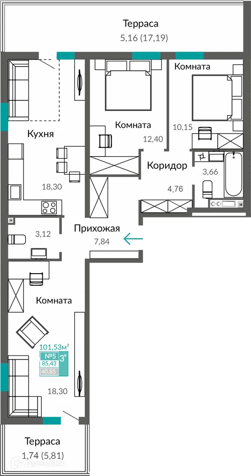 Фото квартиры в ЖК ГОРИЗОНТЫ