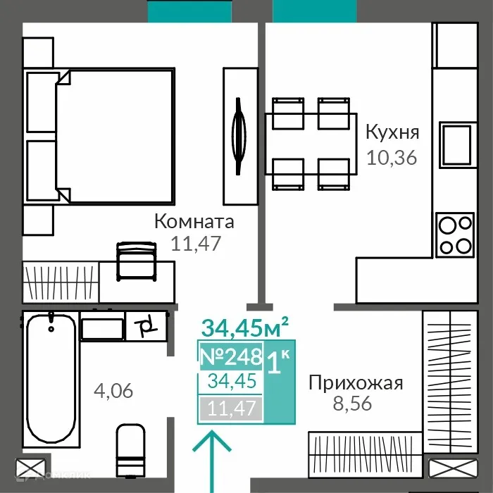Фото квартиры в ЖК ЖИЛОЙ КВАРТАЛ АБРИКОС