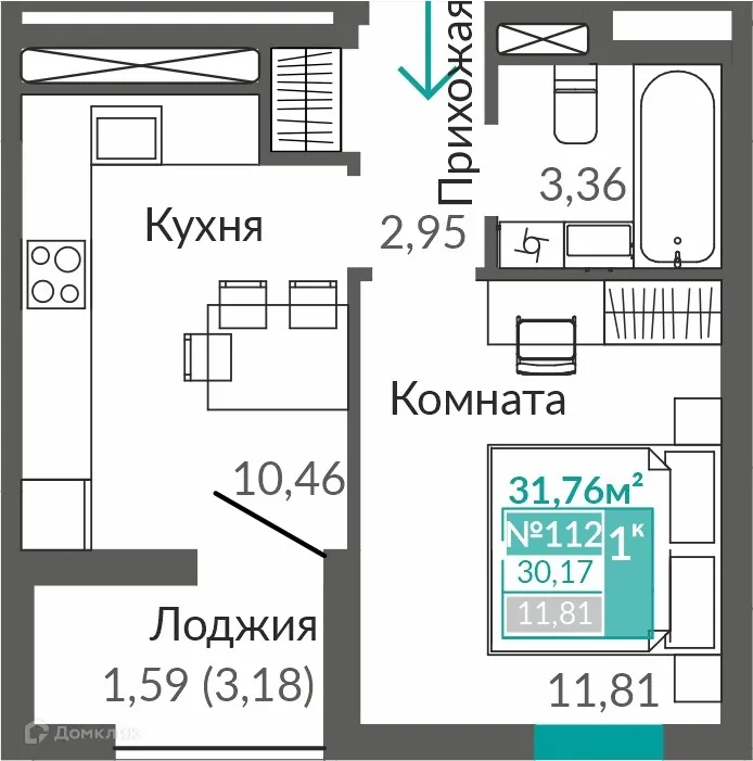 Фото квартиры в ЖК ЖИЛОЙ КВАРТАЛ АБРИКОС