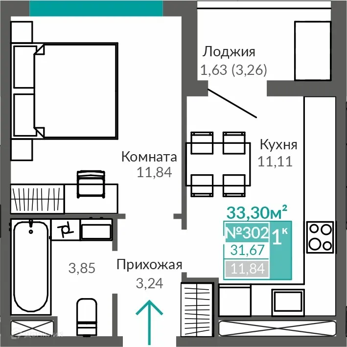 Фото квартиры в ЖК ЖИЛОЙ КВАРТАЛ АБРИКОС