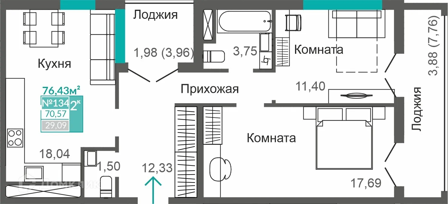 Фото квартиры в ЖК ЖИЛОЙ КВАРТАЛ АБРИКОС