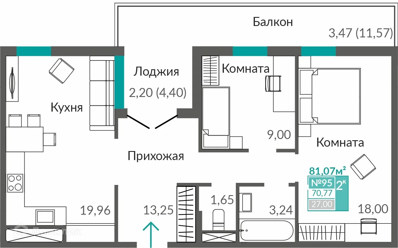 Фото квартиры в ЖК ЖИЛОЙ КВАРТАЛ АБРИКОС