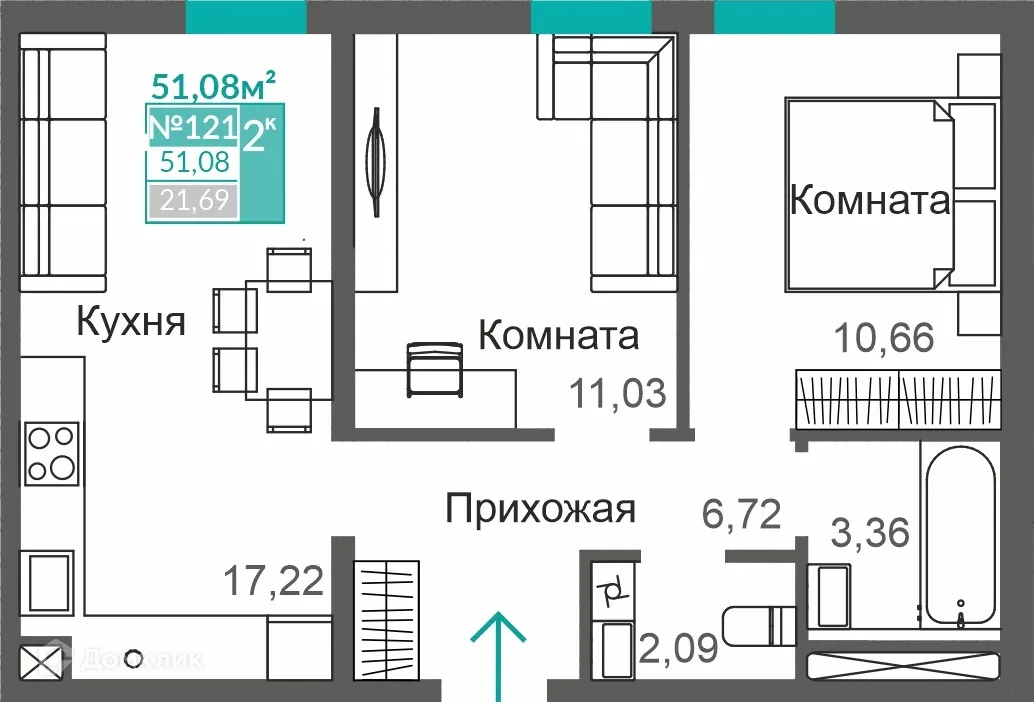 Фото квартиры в ЖК ЖИЛОЙ КВАРТАЛ АБРИКОС