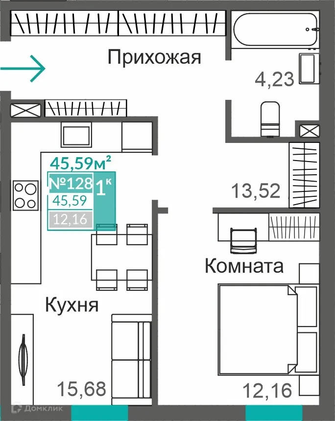 Фото квартиры в ЖК ЖИЛОЙ КВАРТАЛ АБРИКОС
