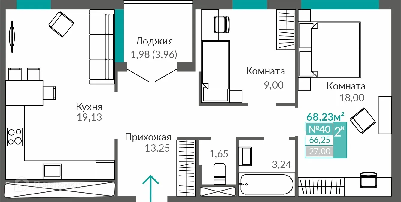 Фото квартиры в ЖК ЖИЛОЙ КВАРТАЛ АБРИКОС