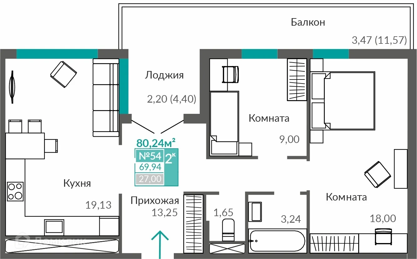 Фото квартиры в ЖК ЖИЛОЙ КВАРТАЛ АБРИКОС