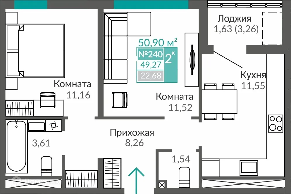 Фото квартиры в ЖК ЖИЛОЙ КВАРТАЛ АБРИКОС - 2