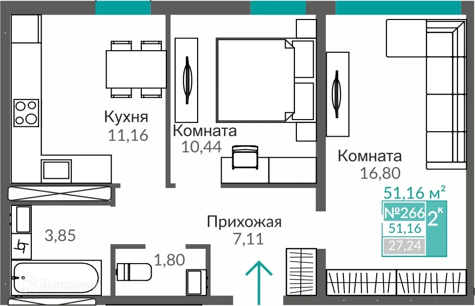 Фото квартиры в ЖК ЖИЛОЙ КВАРТАЛ АБРИКОС - 2