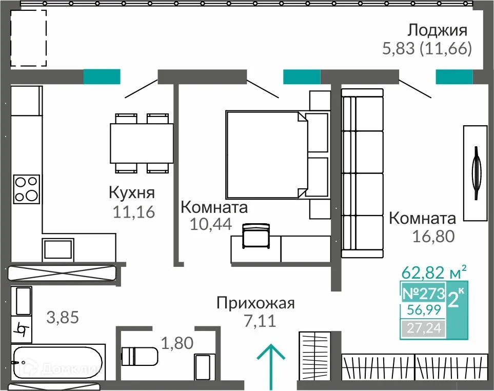 Фото квартиры в ЖК ЖИЛОЙ КВАРТАЛ АБРИКОС - 2