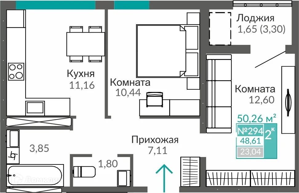 Фото квартиры в ЖК ЖИЛОЙ КВАРТАЛ АБРИКОС - 2
