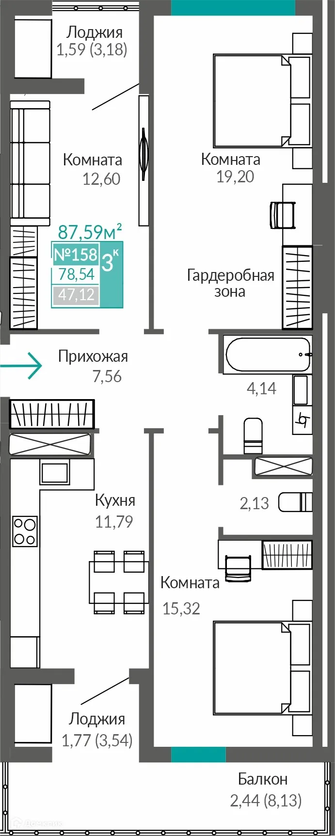 Фото квартиры в ЖК ЖИЛОЙ КВАРТАЛ АБРИКОС - 2