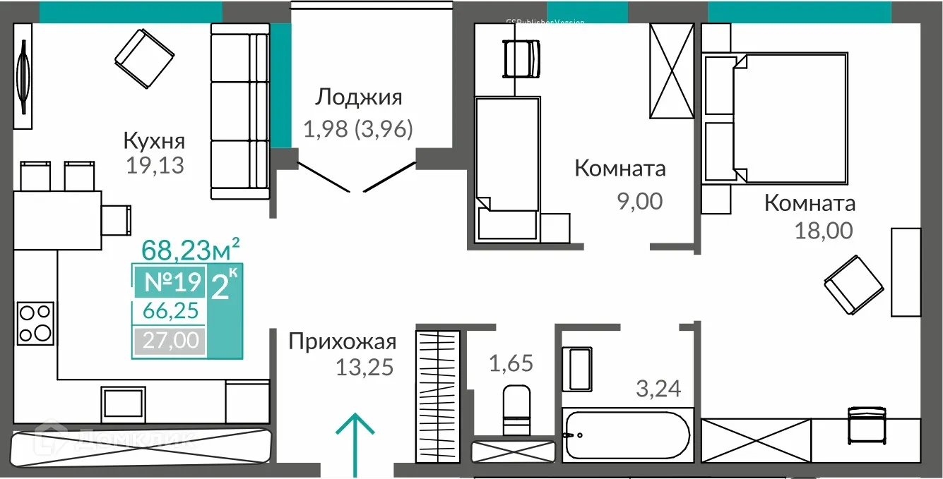 Фото квартиры в ЖК ЖИЛОЙ КВАРТАЛ АБРИКОС - 2