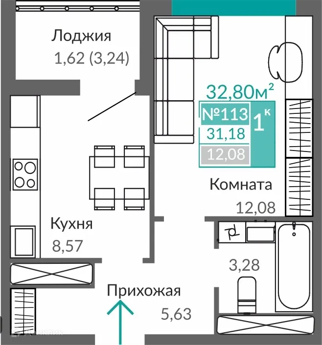 Фото квартиры в ЖК ЖИЛОЙ КВАРТАЛ АБРИКОС - 2