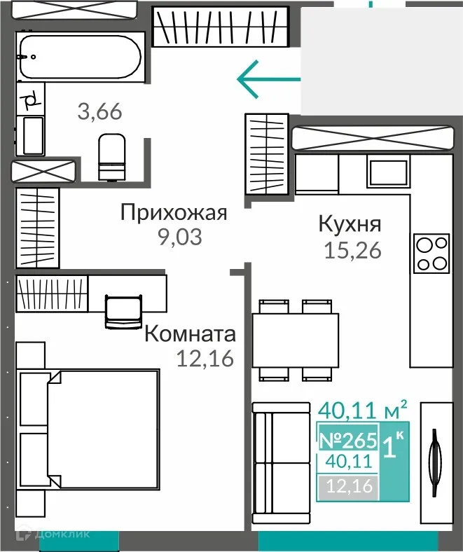Фото квартиры в ЖК ЖИЛОЙ КВАРТАЛ АБРИКОС - 2