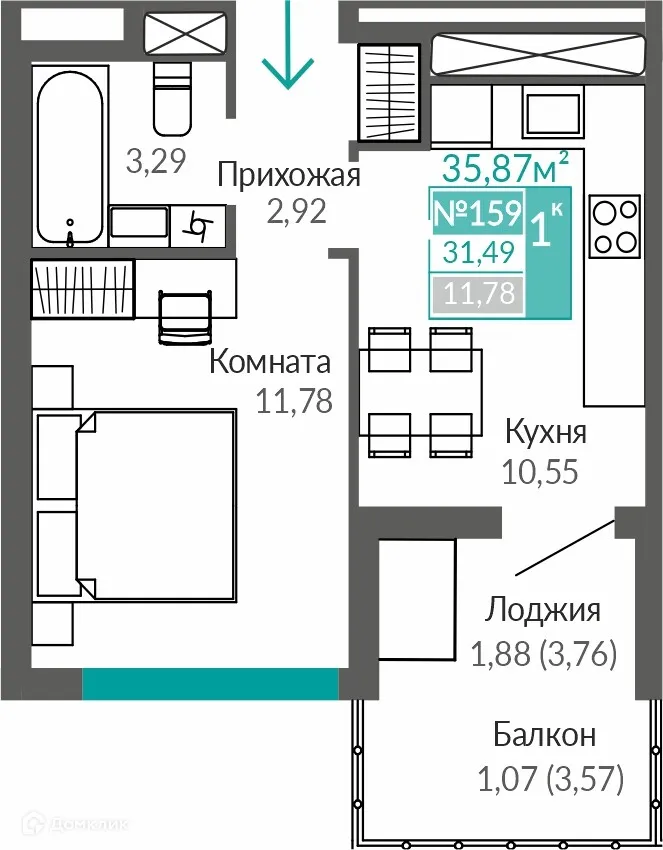 Фото квартиры в ЖК ЖИЛОЙ КВАРТАЛ АБРИКОС - 2