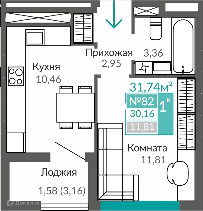 Фото квартиры в ЖК ЖИЛОЙ КВАРТАЛ АБРИКОС - 2