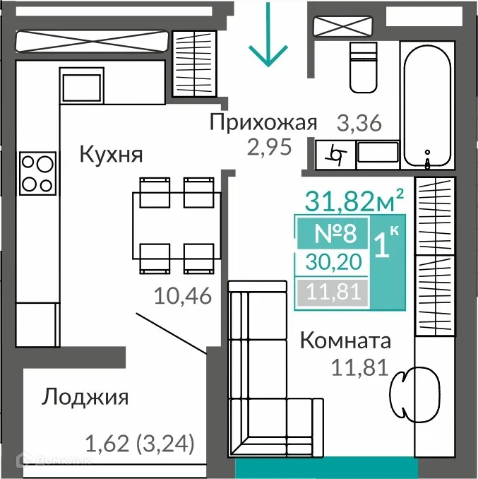Фото квартиры в ЖК ЖИЛОЙ КВАРТАЛ АБРИКОС - 2