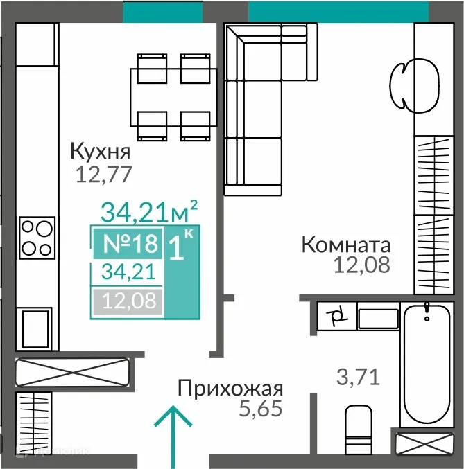 Фото квартиры в ЖК ЖИЛОЙ КВАРТАЛ АБРИКОС - 2