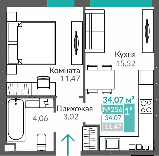 Фото квартиры в ЖК ЖИЛОЙ КВАРТАЛ АБРИКОС - 2