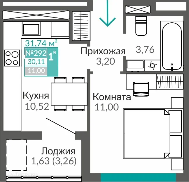 Фото квартиры в ЖК ЖИЛОЙ КВАРТАЛ АБРИКОС - 2