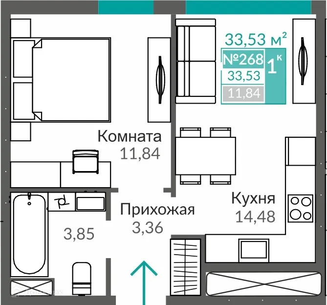 Фото квартиры в ЖК ЖИЛОЙ КВАРТАЛ АБРИКОС - 2