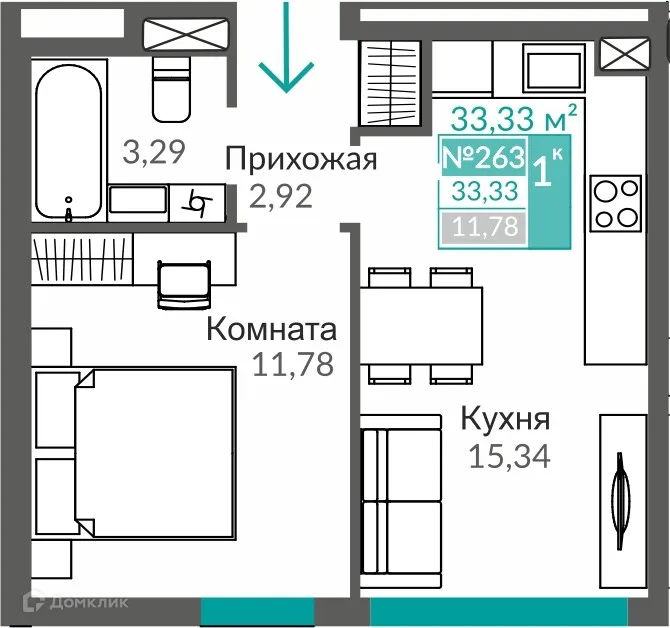 Фото квартиры в ЖК ЖИЛОЙ КВАРТАЛ АБРИКОС - 2
