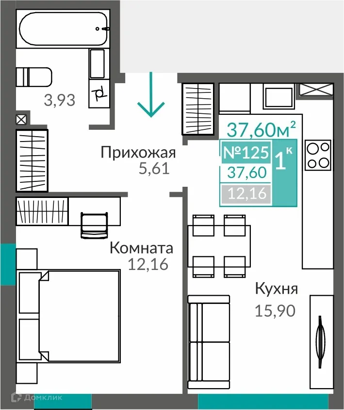 Фото квартиры в ЖК ЖИЛОЙ КВАРТАЛ АБРИКОС - 2