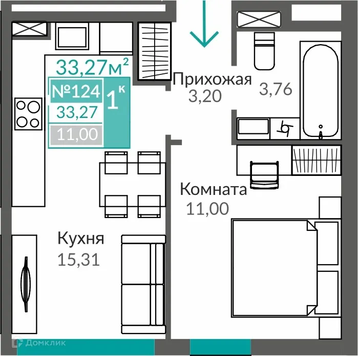 Фото квартиры в ЖК ЖИЛОЙ КВАРТАЛ АБРИКОС - 2