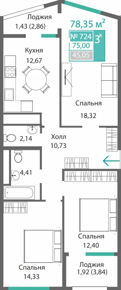 Фото квартиры в ЖК БАРБАРИС