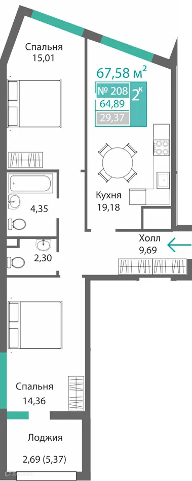 Фото квартиры в ЖК БАРБАРИС