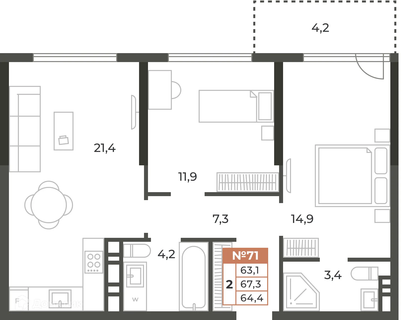 Фото квартиры в ЖК Аристократ