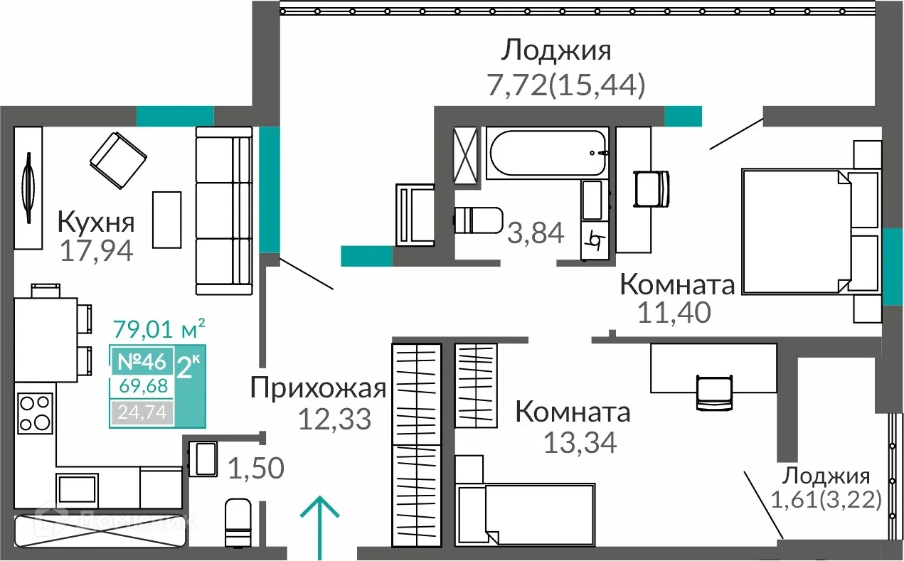 Фото квартиры в ЖК ГОРИЗОНТЫ 3 ОЧЕРЕДЬ