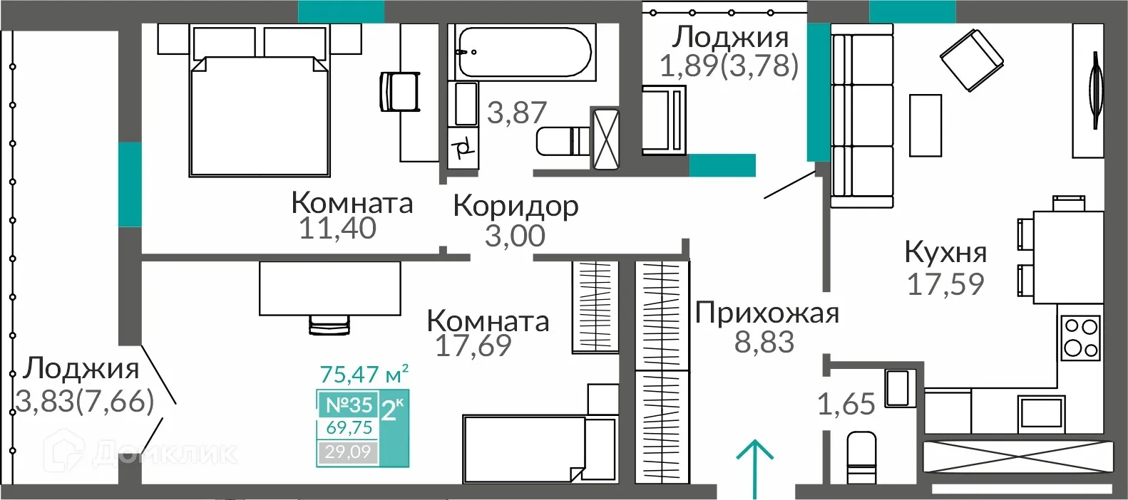 Фото квартиры в ЖК ГОРИЗОНТЫ 3 ОЧЕРЕДЬ