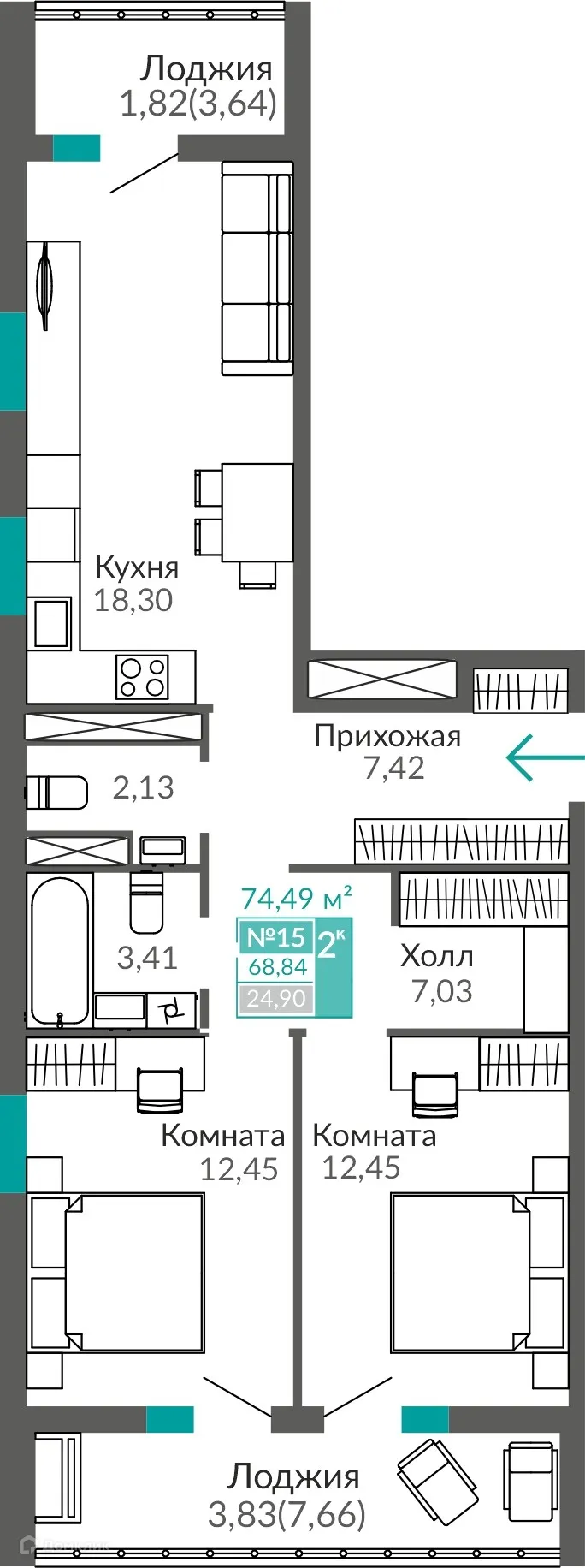 Фото квартиры в ЖК ГОРИЗОНТЫ 3 ОЧЕРЕДЬ