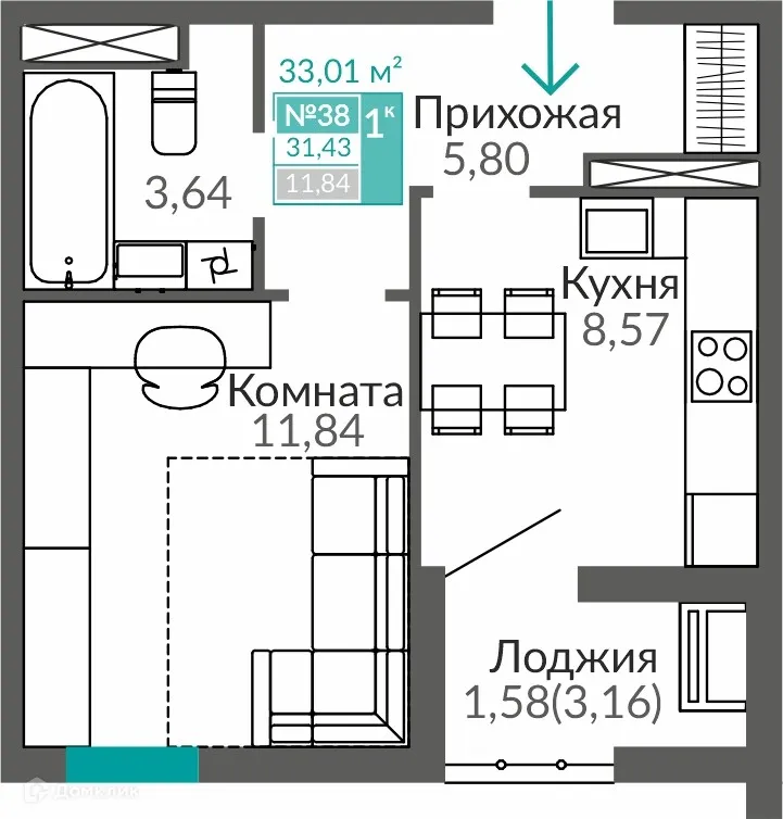 Фото квартиры в ЖК ГОРИЗОНТЫ 3 ОЧЕРЕДЬ