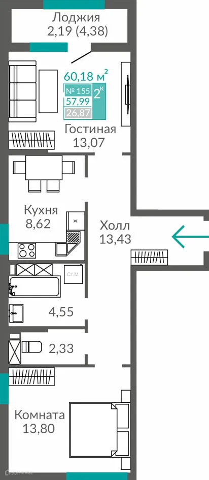 Фото квартиры в ЖК ТЮЛЬПАНЫ