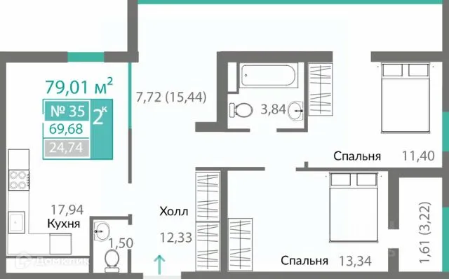 Фото квартиры в ЖК ГОРИЗОНТЫ-2
