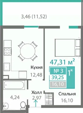 Фото квартиры в ЖК ГОРИЗОНТЫ-2