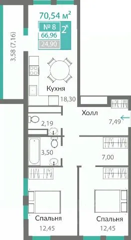 Фото квартиры в ЖК ГОРИЗОНТЫ-2