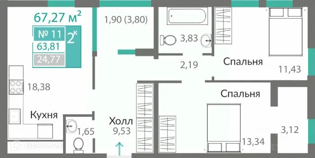 Фото квартиры в ЖК ГОРИЗОНТЫ-2