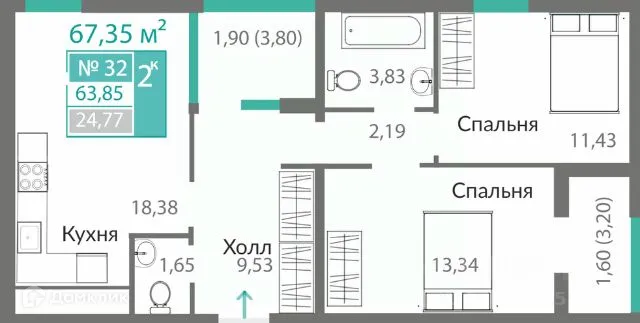 Фото квартиры в ЖК ГОРИЗОНТЫ-2