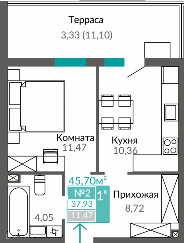 1 комн. квартиры в Симферополе новостройки