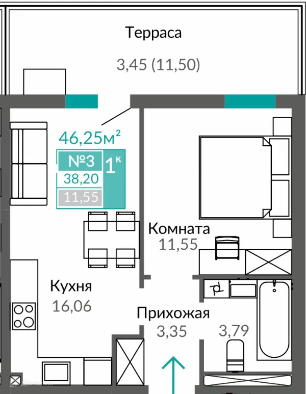 1 комн. квартиры в Симферополе новостройки