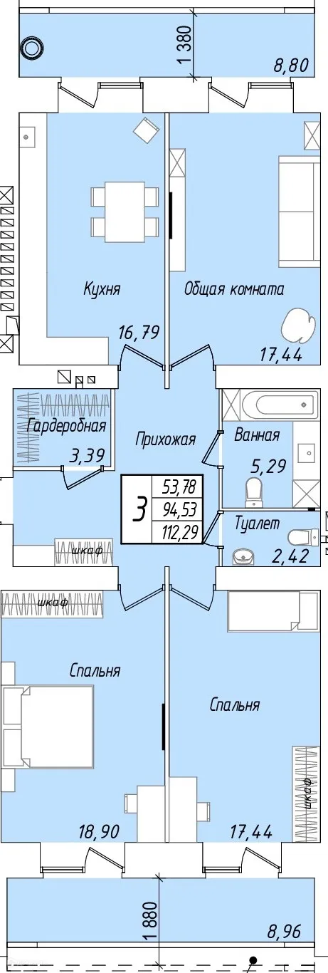 Фото квартиры в ЖК Жилой дом в микрорайоне Мирный