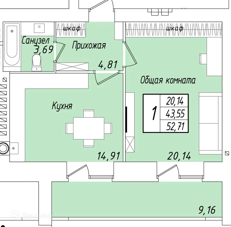 Фото квартиры в ЖК Жилой дом в микрорайоне Мирный