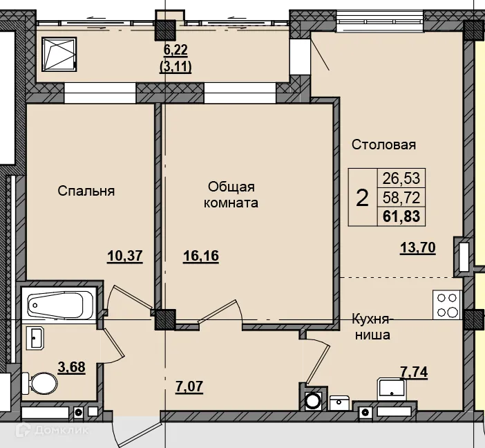 Фото квартиры в ЖК Алгыс