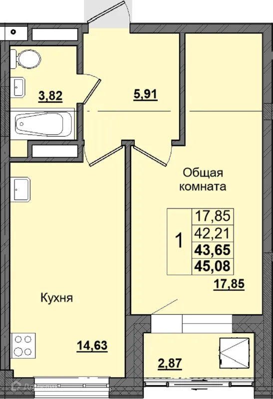 1 комн. квартиры в Якутске новостройки