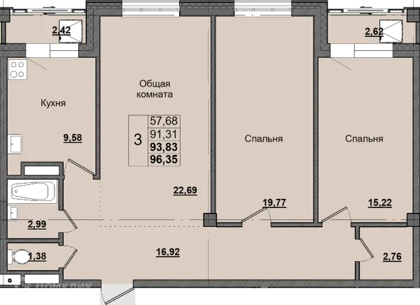 3 комн. квартиры в Якутске новостройки