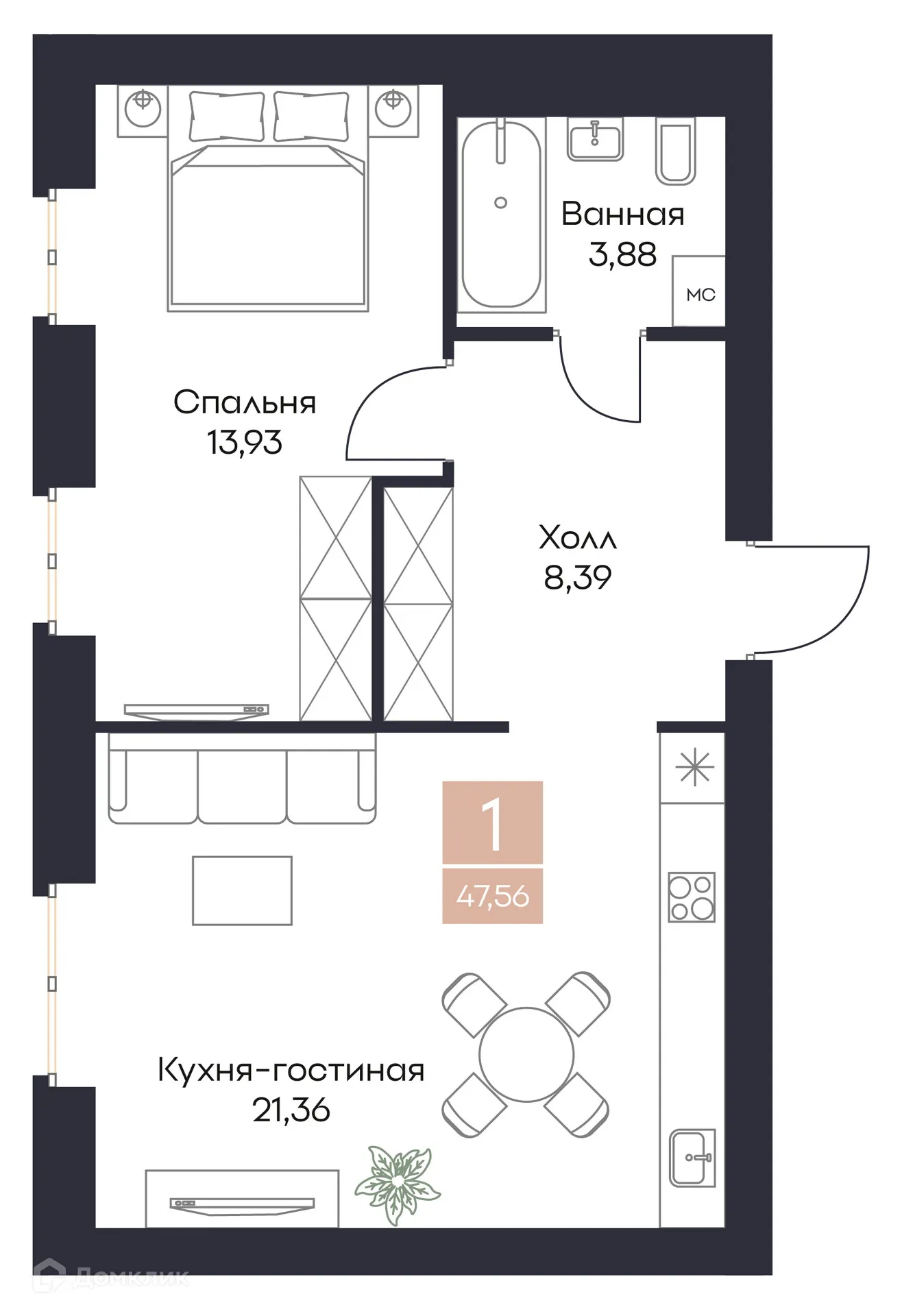 Фото квартиры в ЖК Резиденция Поляна